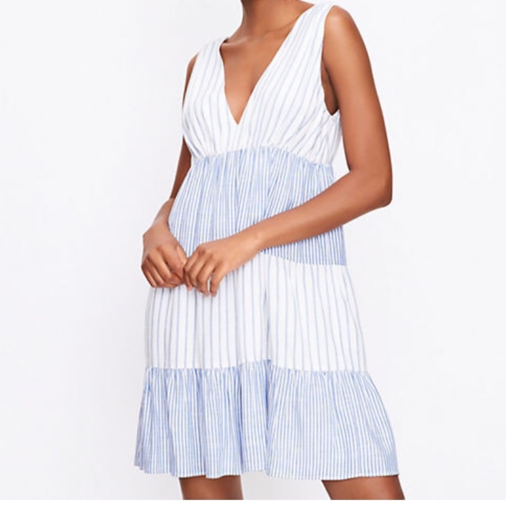 LOFT Striped Tiered Dress